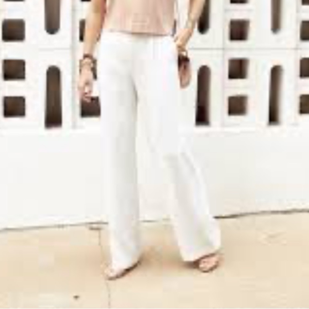 FASHION White Baggy Relaxed Fit Wide Leg Size 6 Trousers NWOT